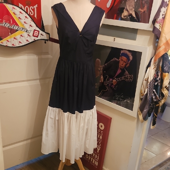 kate spade Dresses & Skirts - kate spade Black and White V-Neck Tiered Midi Dress